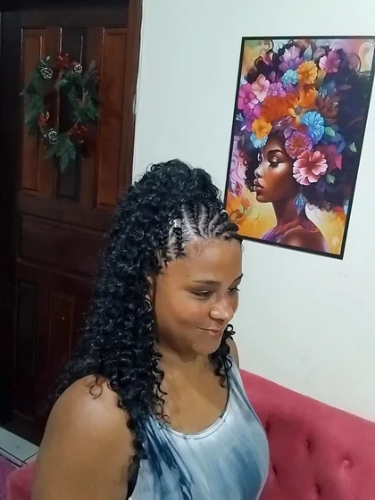 Resultado de tranças e cabelo produzido por Andressa Pacheco