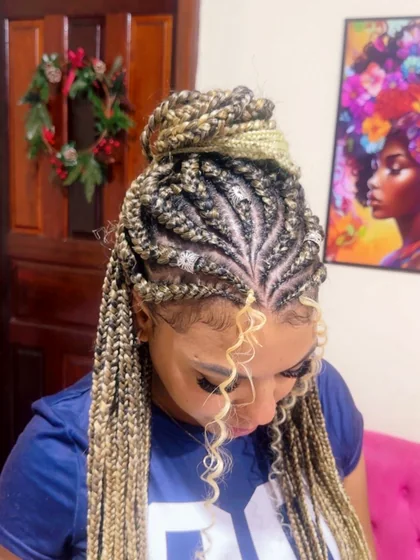 Resultado de tranças e cabelo produzido por Andressa Pacheco