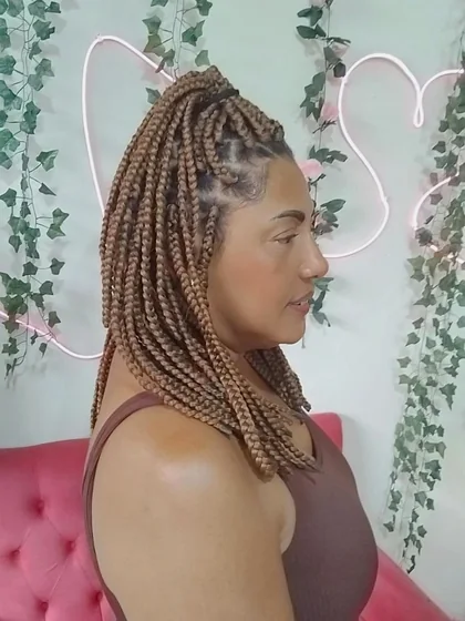 Resultado de tranças e cabelo produzido por Andressa Pacheco