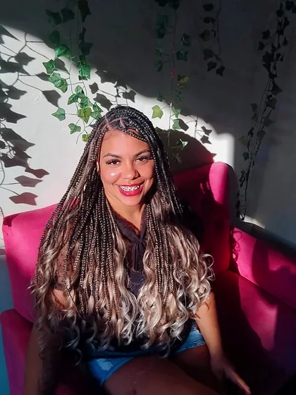 Resultado de tranças e cabelo produzido por Andressa Pacheco